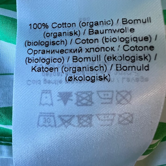 Ganni Balloon Sleeve Striped Cotton Dress with smocked middle - Picture 13 of 14